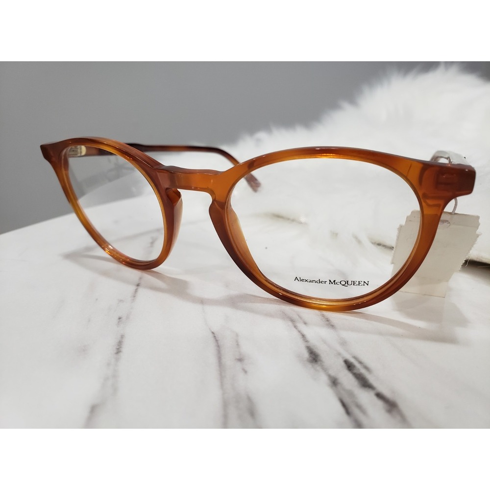 Eyeglasses Alexander McQueen AM-0190-O Marble brown transparent ORANGE WOMENS - Picture 2 of 7
